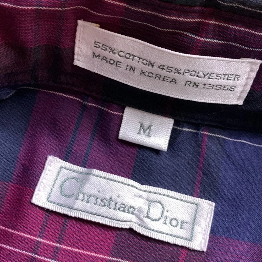 Vintage Christian Dior long sleeve plaid button down men’s shirt medium